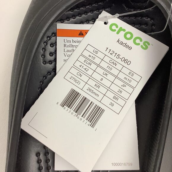 Crocs Kadee Black Slingback Sandals Flat Shoes Slip-on Close Toe Women 10 NEW - Picture 8 of 9